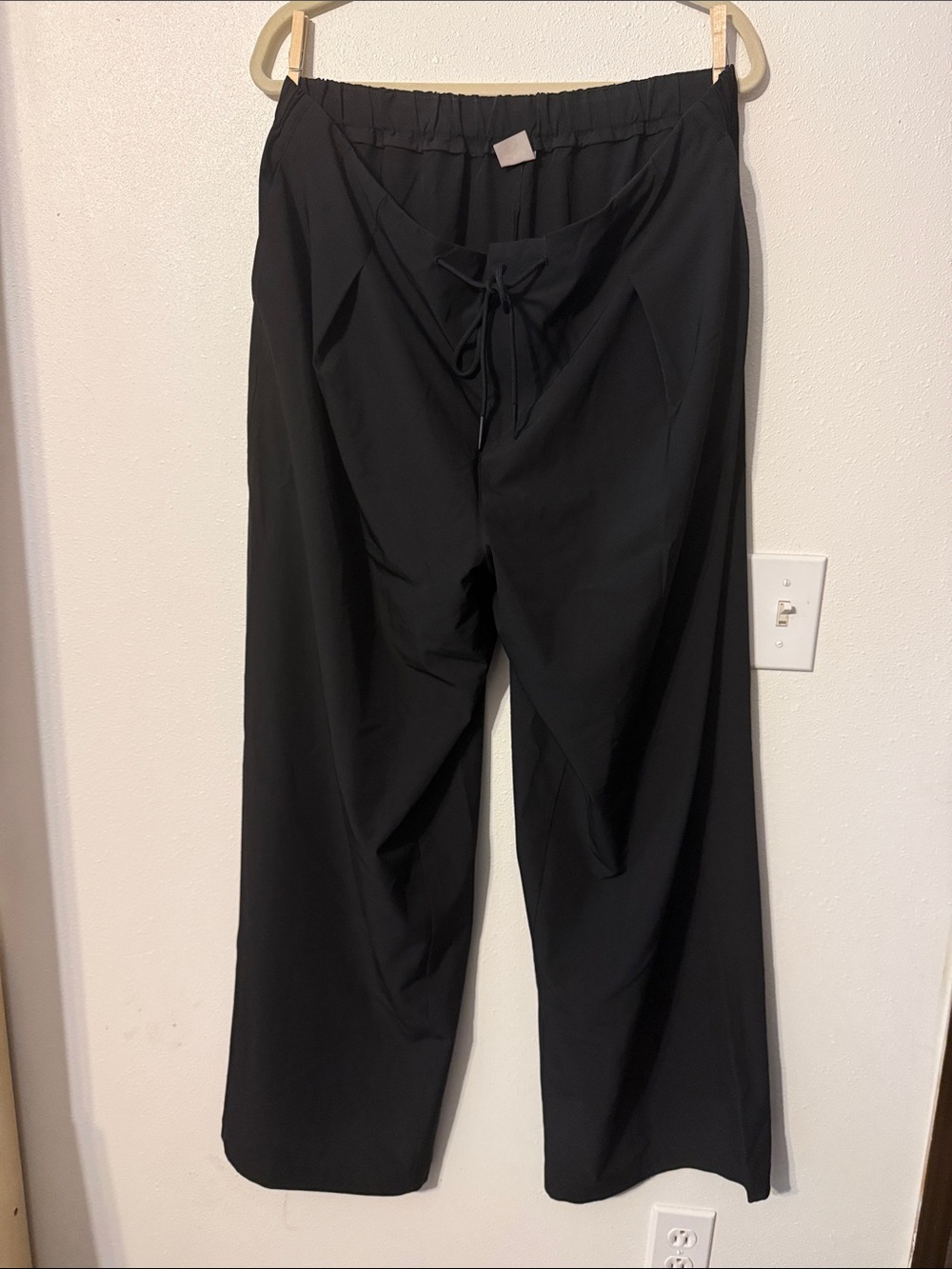 Avia Black Wide-Leg Drawstring Pants